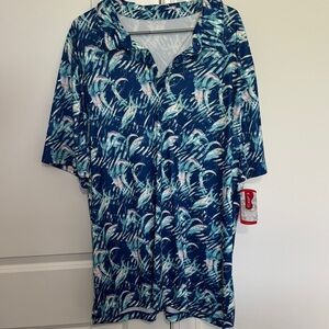 BCG Blue and Pink Patterned Polo Shirt